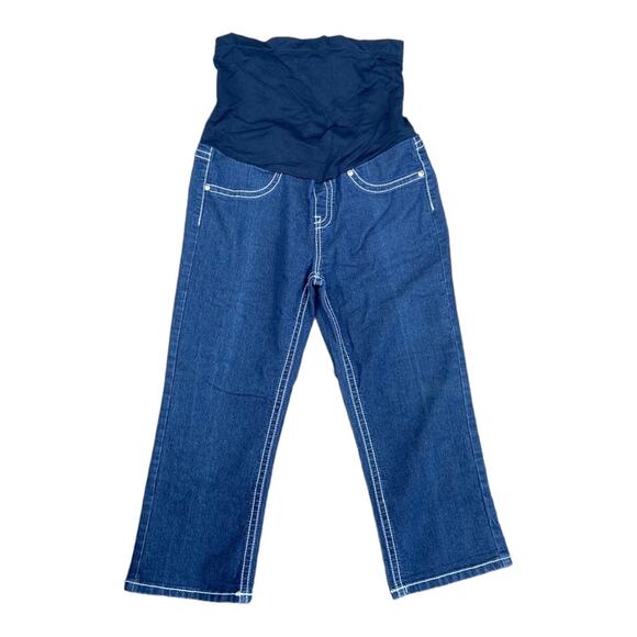 Bella Vida Maternity Over The Belly Thick Stitch Bling Stretch Capri Size Small - Picture 1 of 9